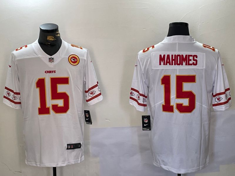 Men Kansas City Chiefs 15 Mahomes White 2024 Nike Vapor Limited NFL Jersey style 10141